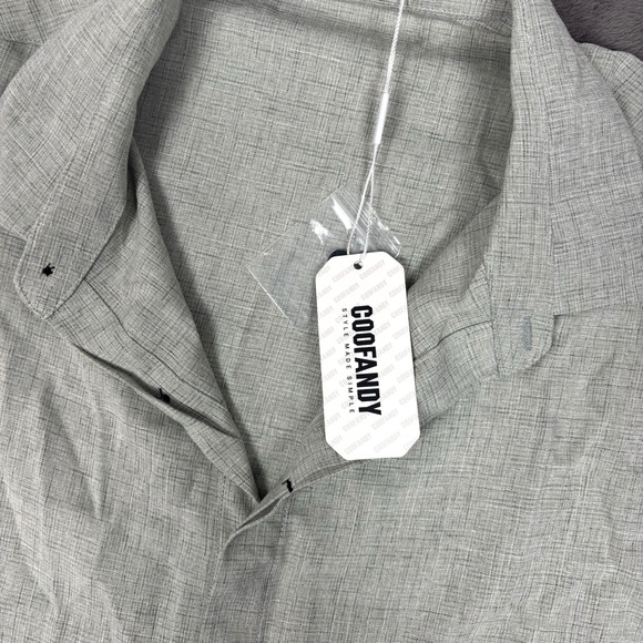 NWT COOFANDY Mens Linen Short Sleeve Summer Button Down Beach Shirt Green Medium - Picture 4 of 6